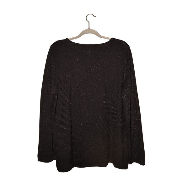 CHICO'S $78 Black Metallic Jacquard Knit Pullover Sweater 3 / US XL - Picture 2 of 3